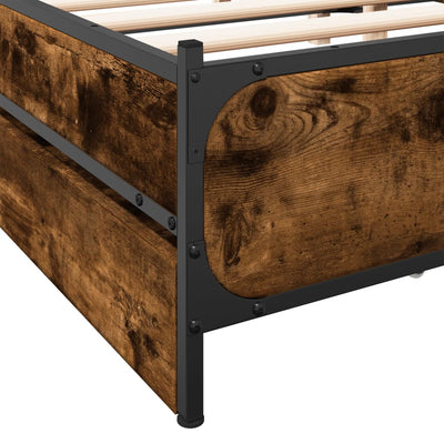 Bed Frame with Drawers Smoked Oak 120x200 cm Engineered Wood