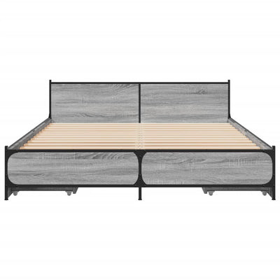 Bed Frame with Drawers Grey Sonoma 120x200 cm Engineered Wood