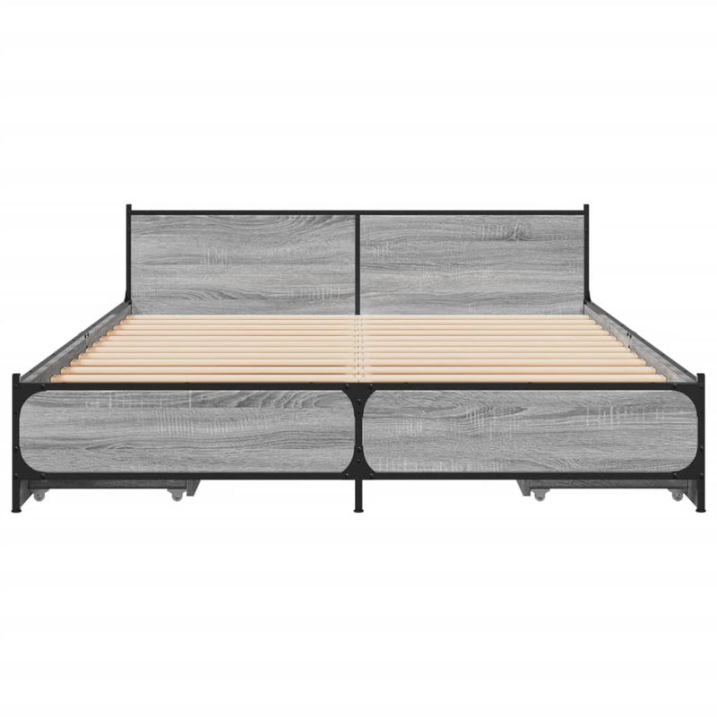 Bed Frame with Drawers Grey Sonoma 120x200 cm Engineered Wood