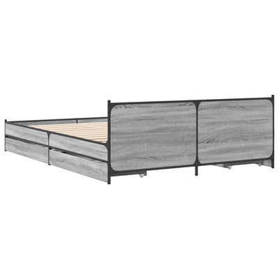 Bed Frame with Drawers Grey Sonoma 120x200 cm Engineered Wood