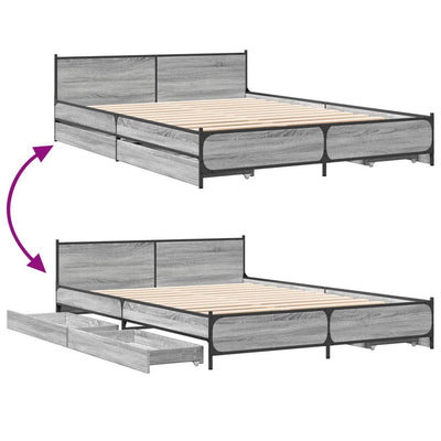 Bed Frame with Drawers Grey Sonoma 120x200 cm Engineered Wood