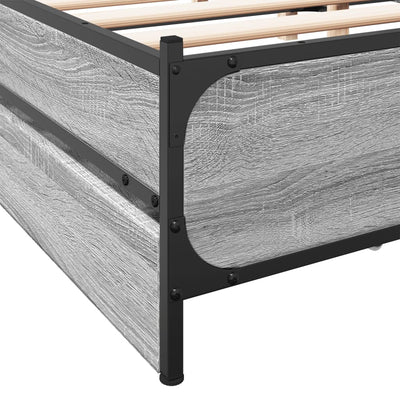 Bed Frame with Drawers Grey Sonoma 120x200 cm Engineered Wood