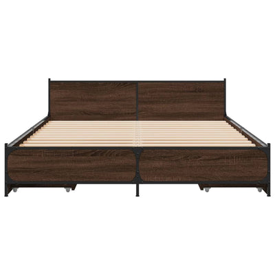 Bed Frame with Drawers Brown Oak 120x200 cm Engineered Wood