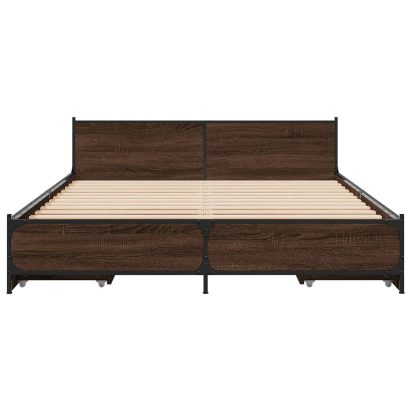 Bed Frame with Drawers Brown Oak 120x200 cm Engineered Wood