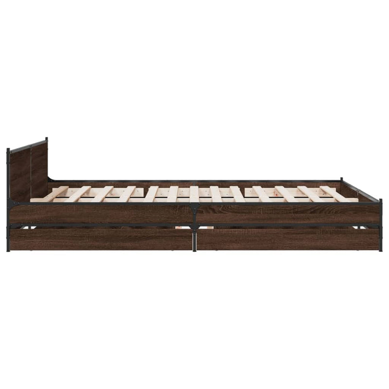 Bed Frame with Drawers Brown Oak 120x200 cm Engineered Wood