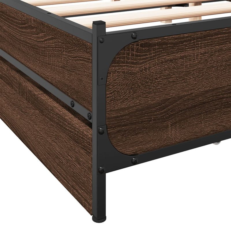 Bed Frame with Drawers Brown Oak 120x200 cm Engineered Wood