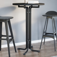 vidaXL Bar Table Black Ø70x110 cm Engineered Wood and Steel 1