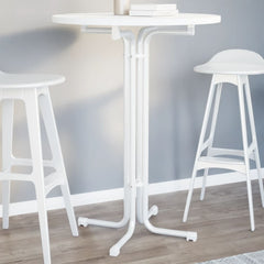 vidaXL Bar Table White Ø80x110 cm Engineered Wood and Steel 1