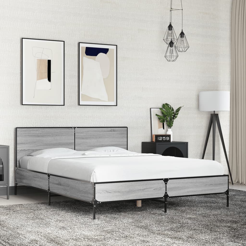 Bed Frame without Mattress Grey Sonoma 120 x 200 cm
