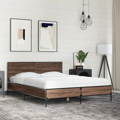 Bed Frame without Mattress Brown Oak 140 x 200 cm