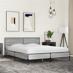 Bed Frame without Mattress Grey Sonoma 150 x 200 cm