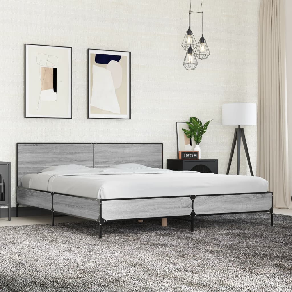 Bed Frame without Mattress Grey Sonoma 200 x 200 cm