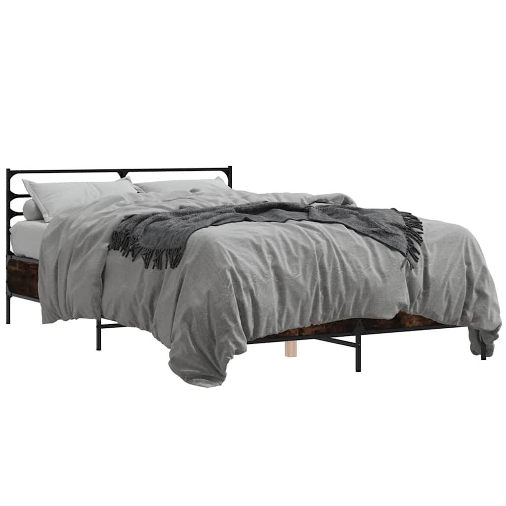 vidaXL Bed Frame without Mattress Smoked Oak 120x200 cm 2