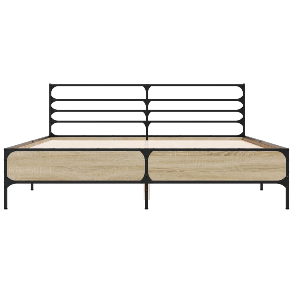vidaXL Bed Frame without Mattress Sonoma Oak 150x200 cm King Size 4