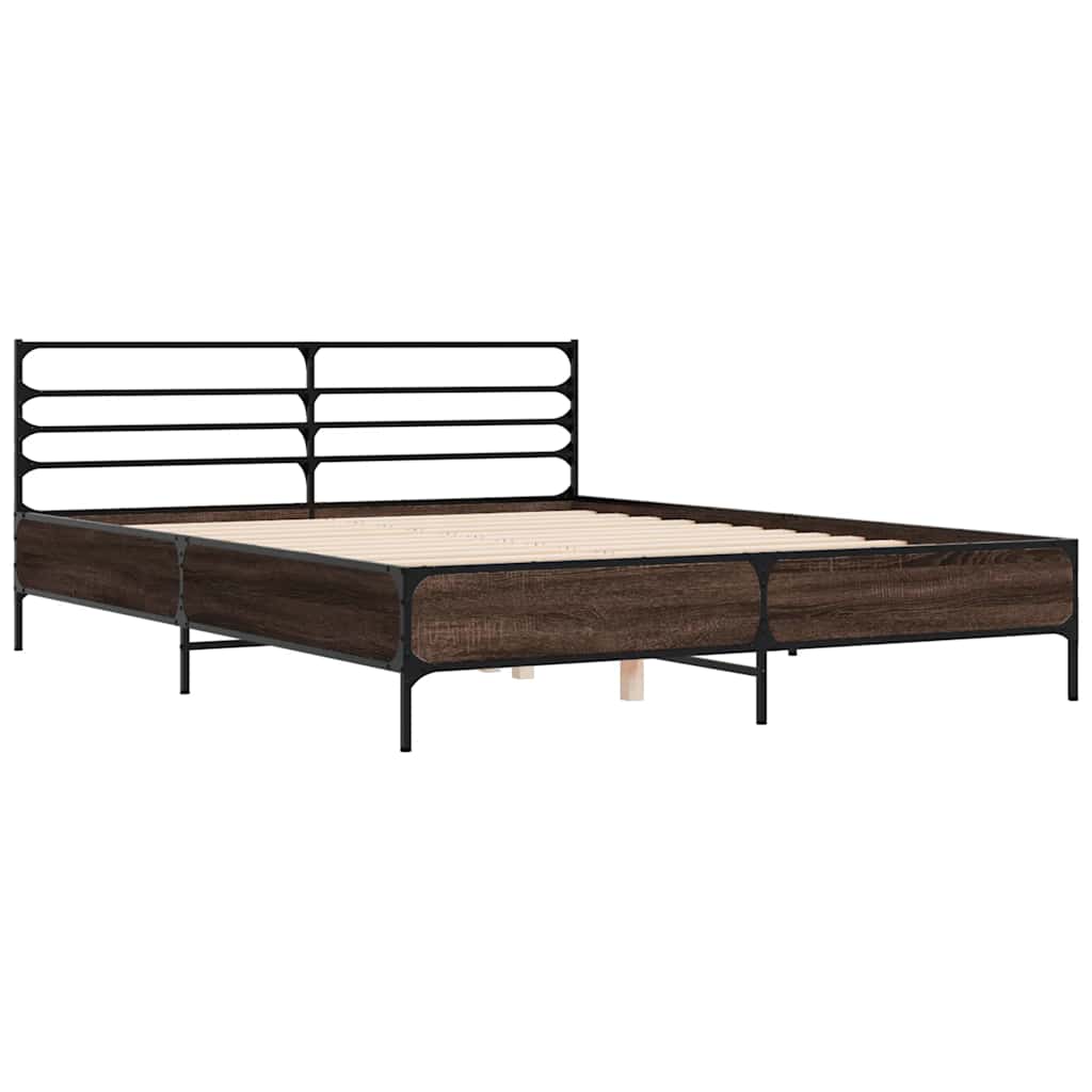 Bed Frame without Mattress Length 200 cm Brown Oak 150 cm