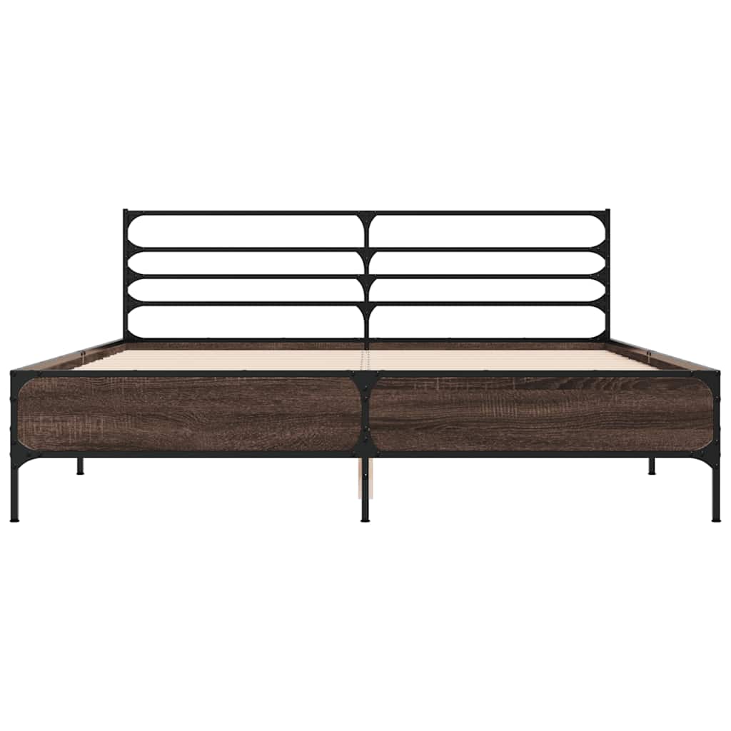 Bed Frame without Mattress Length 200 cm Brown Oak 150 cm