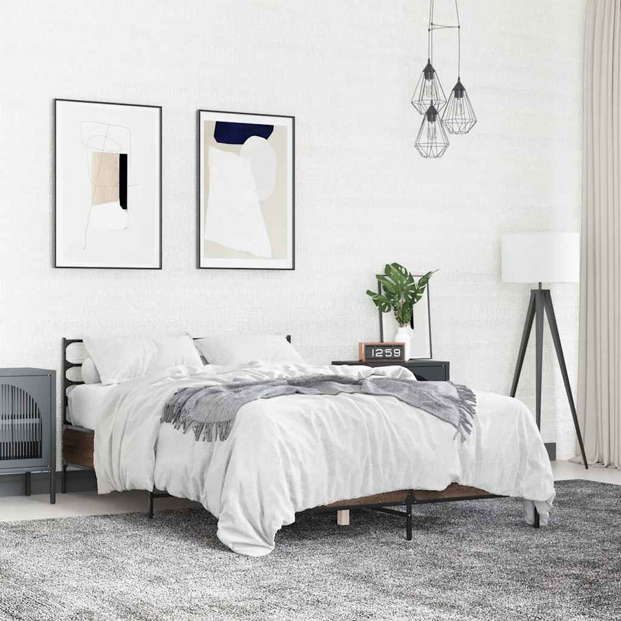 vidaXL Bed Frame without Mattress Brown Oak 120x190 cm Small Double 1
