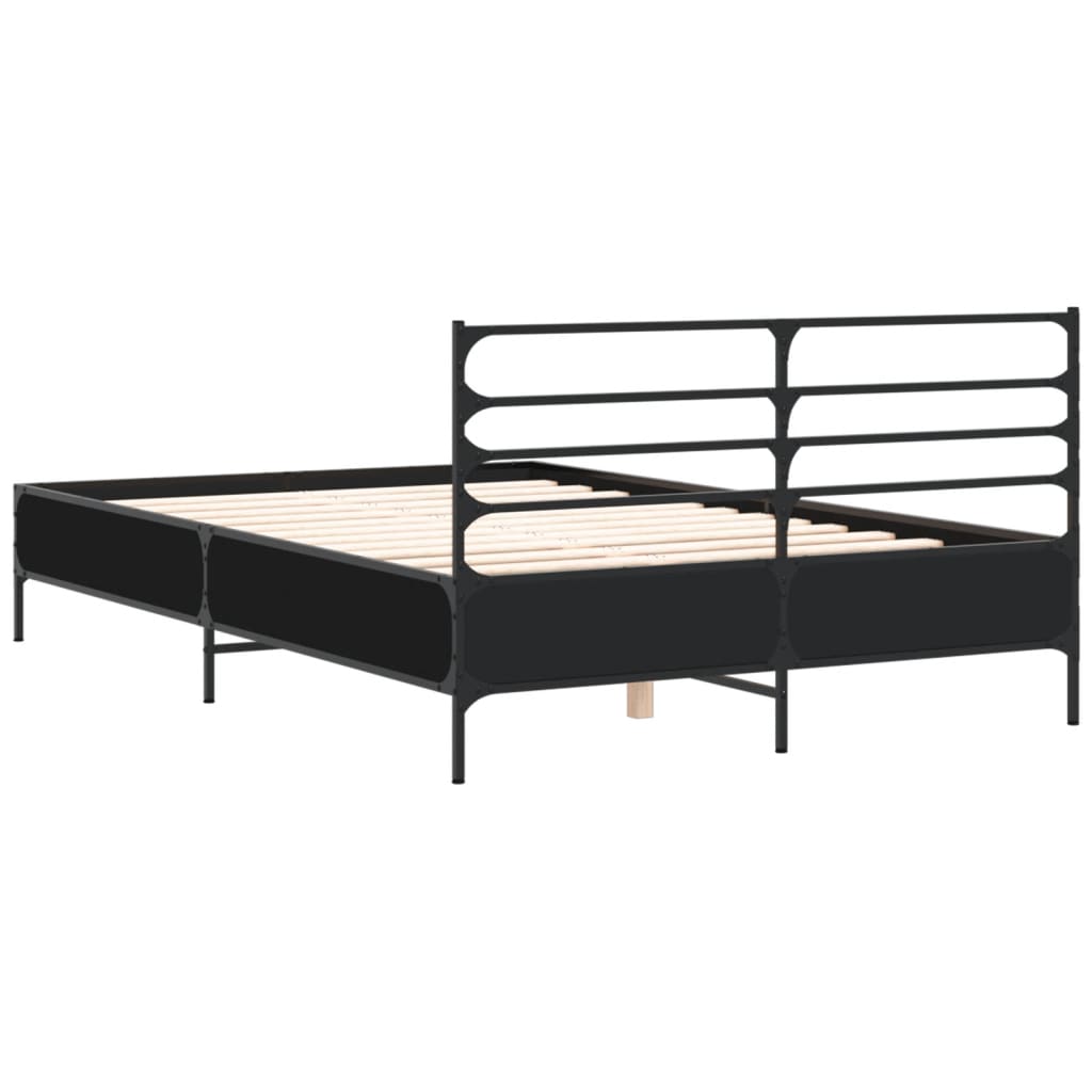 vidaXL Bed Frame without Mattress Black 135x190 cm Double 6