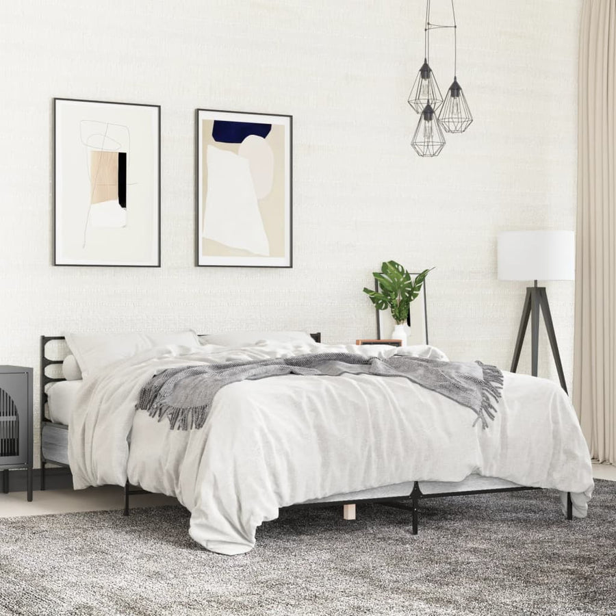 vidaXL Bed Frame without Mattress Grey Sonoma 135x190 cm Double 1