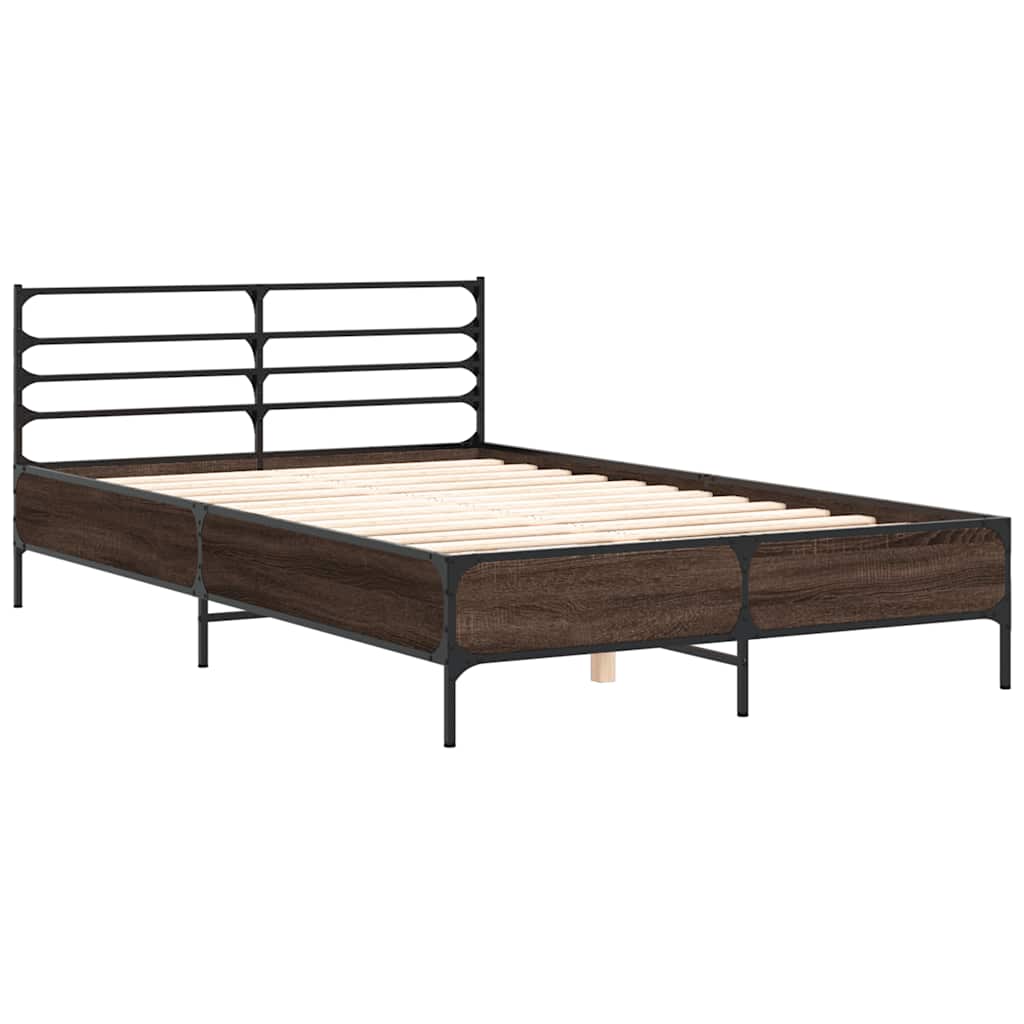 vidaXL Bed Frame without Mattress Brown Oak 135x190 cm Double 3