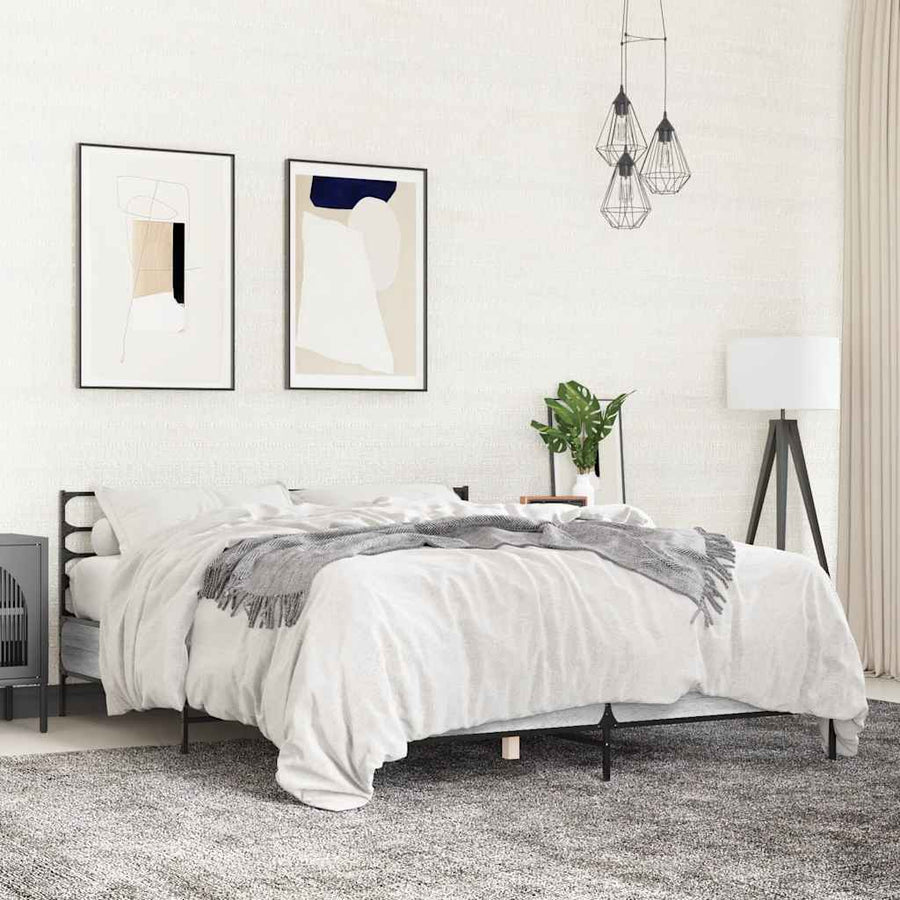 vidaXL Bed Frame without Mattress Grey Sonoma 140x190 cm 1