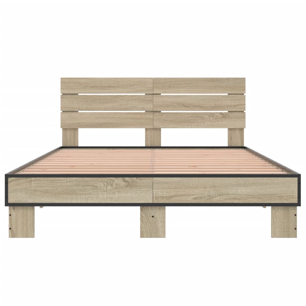 vidaXL Bed Frame without Mattress Sonoma Oak 140x200 cm 4