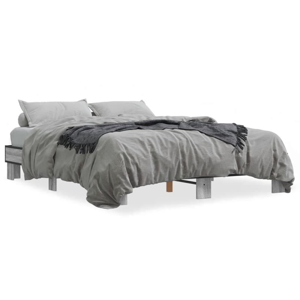 Bed Frame without Mattress 150x200 cm Grey sonoma