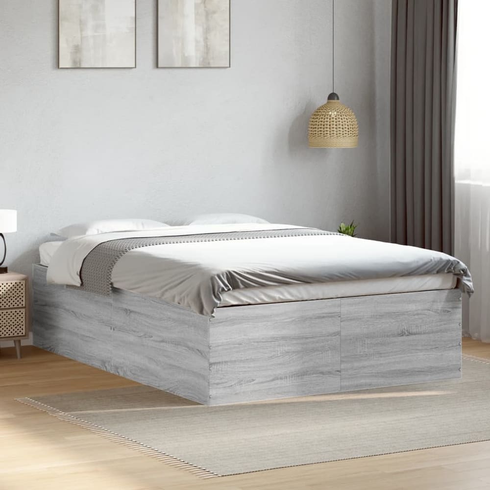 Bed Frame without Mattress 140x200 cm Height 45 cm Grey sonoma