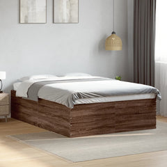 Bed Frame without Mattress 135x190 cm Height 45 cm Brown oak