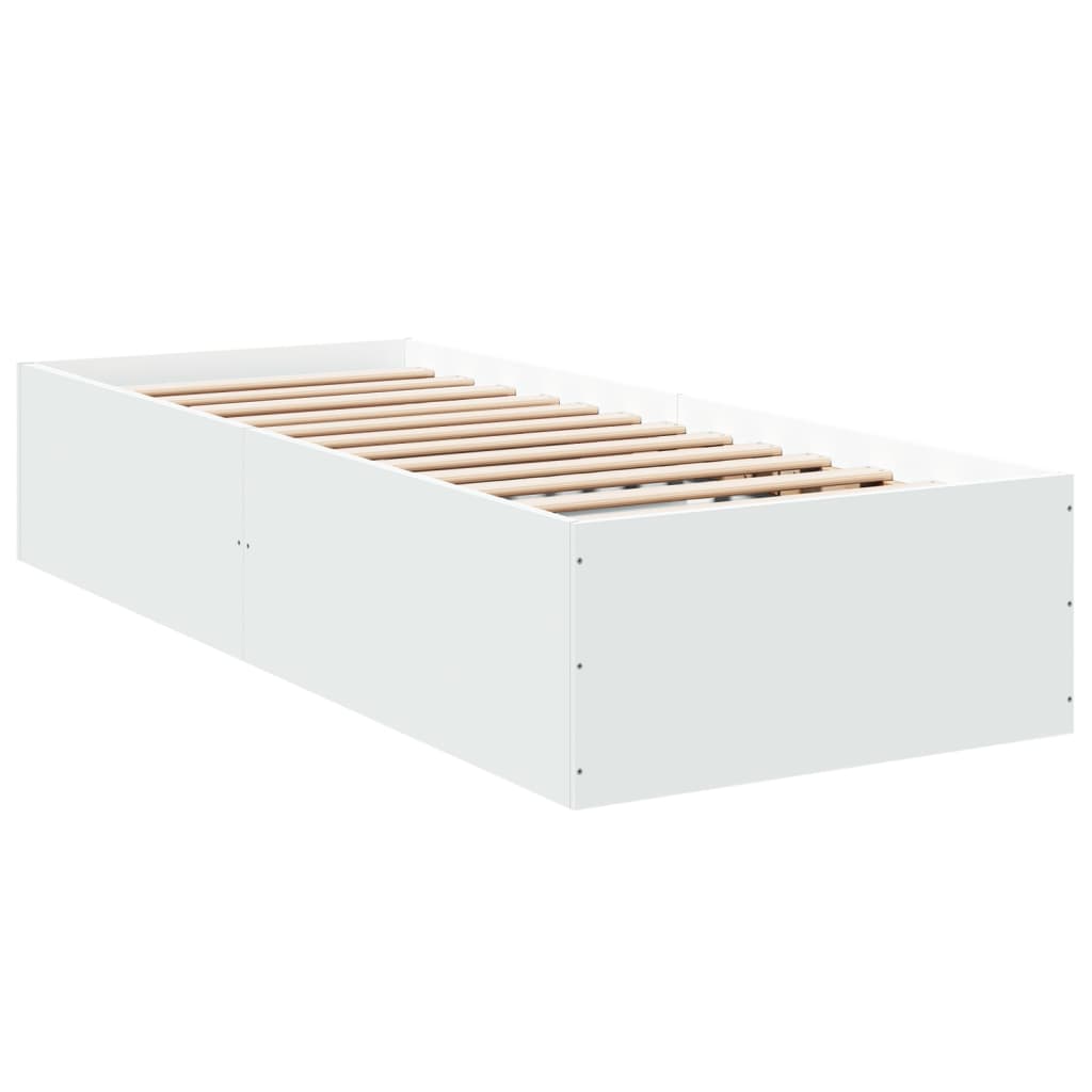 Bed Frame without Mattress 100x200 cm Length 200 cm Height 35 cm Width 100 cm White