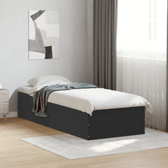 vidaXL Bed Frame without Mattress Black 90x190 cm Single 3