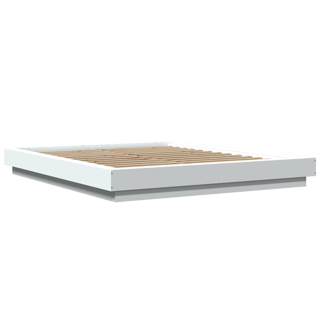 Bed Frame with LED Lights without Mattress 150x200cm White