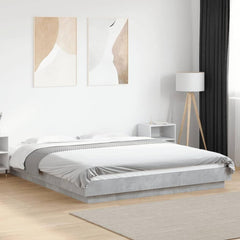 Bed Frame with LED Lights without Mattress 150x200cm Concrete grey