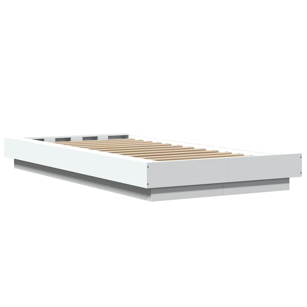Bed Frame with LED Lights without Mattress 100x200cm White