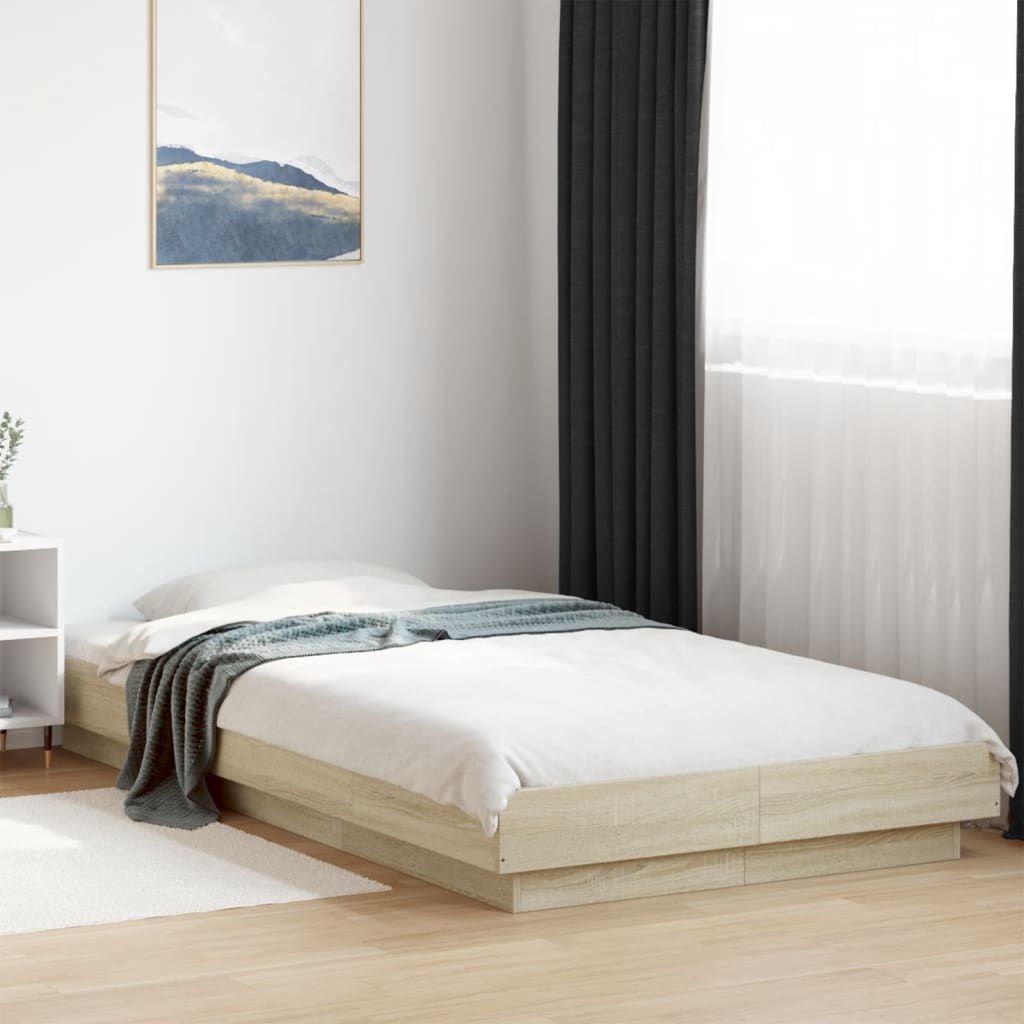 Bed Frame with LED Lights without Mattress 100x200cm Sonoma oak
