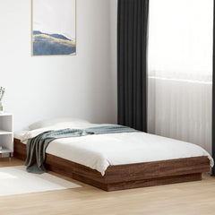 Bed Frame with LED Lights without Mattress 100x200cm Brown oak