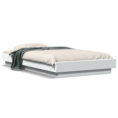 Bed Frame with LED Lights without Mattress 90x190cm White