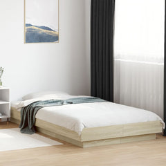 Bed Frame with LED Lights without Mattress 90x190cm Sonoma oak