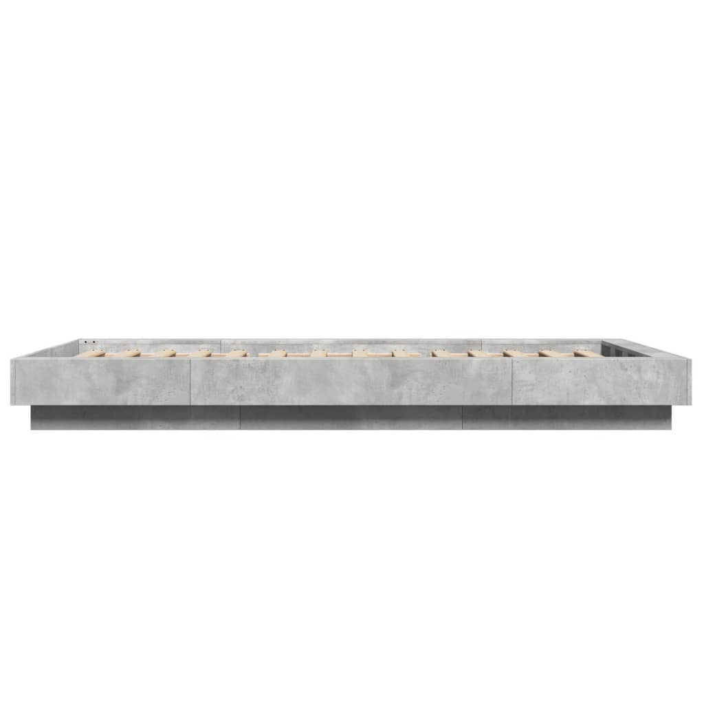 vidaXL Bed Frame with LED Lights without Mattress Concrete Grey 75x190cm 6