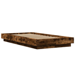 vidaXL Bed Frame with LED Lights without Mattress Smoked Oak 75x190cm 3