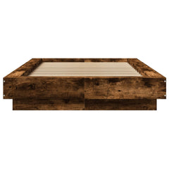 vidaXL Bed Frame with LED Lights without Mattress Smoked Oak 75x190cm 5