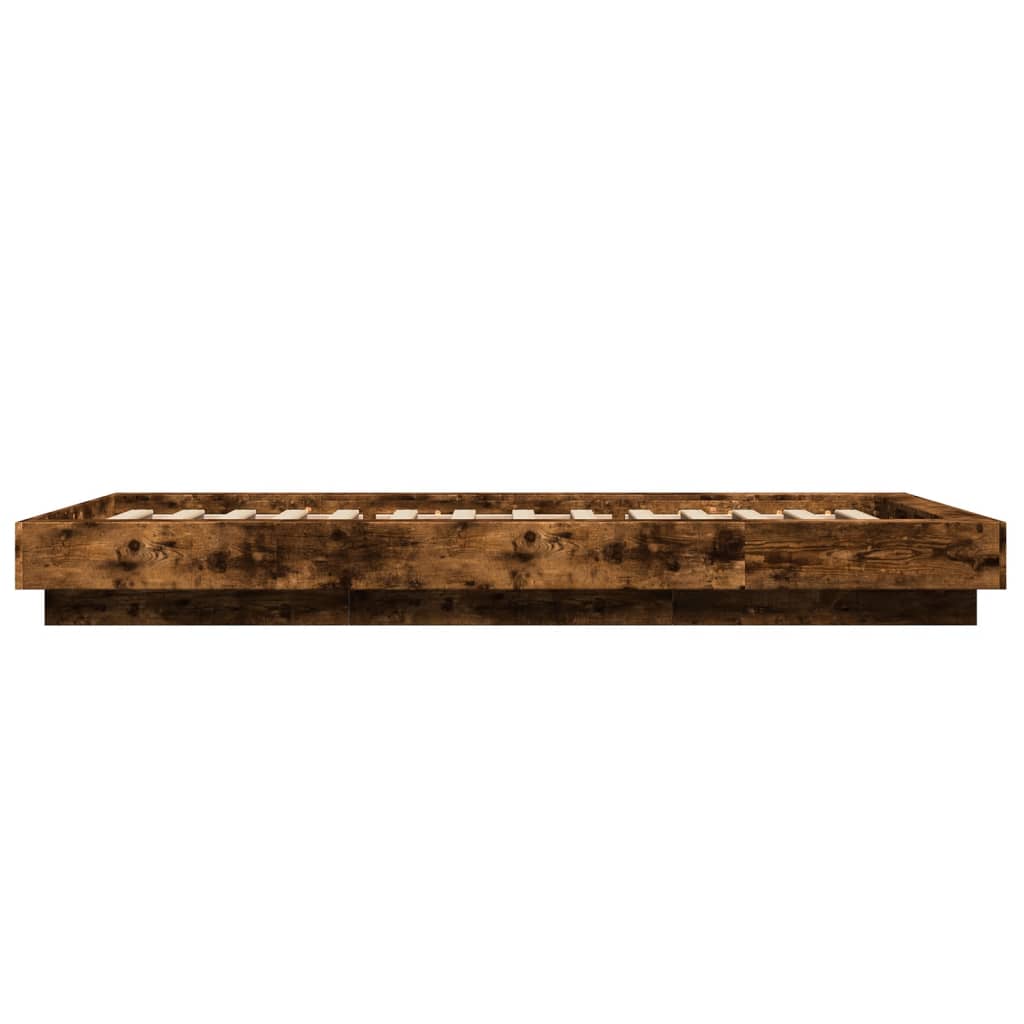 vidaXL Bed Frame with LED Lights without Mattress Smoked Oak 75x190cm 6