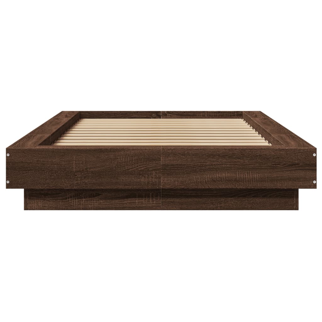 vidaXL Bed Frame with LED Lights without Mattress Brown Oak 75x190cm 5