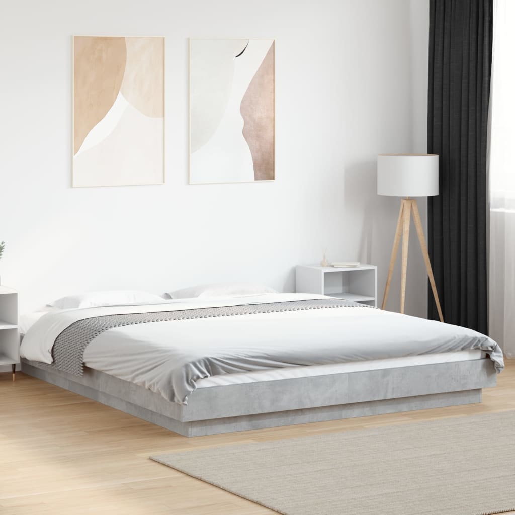 Bed Frame without Mattress Length 200 cm Concrete Grey 150 cm