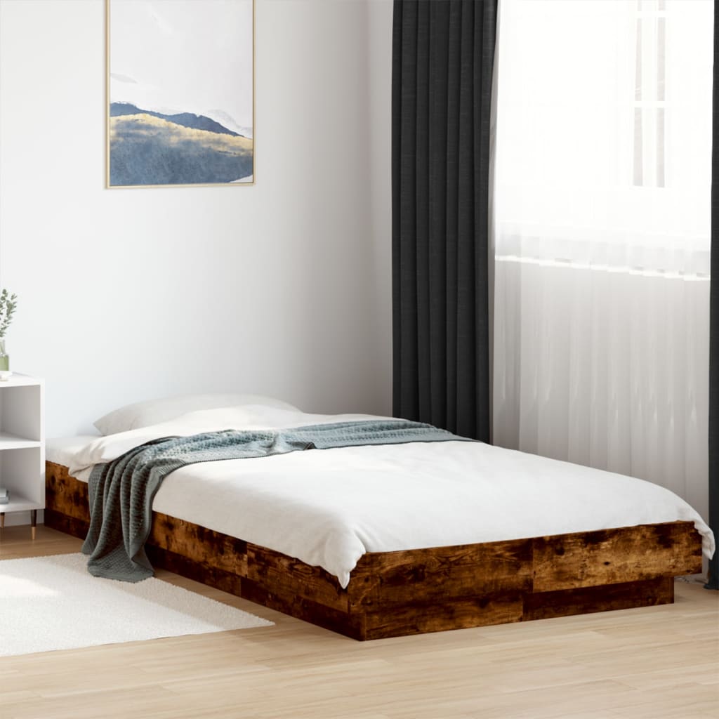 vidaXL Bed Frame without Mattress Smoked Oak 75x190 cm Small Single 1