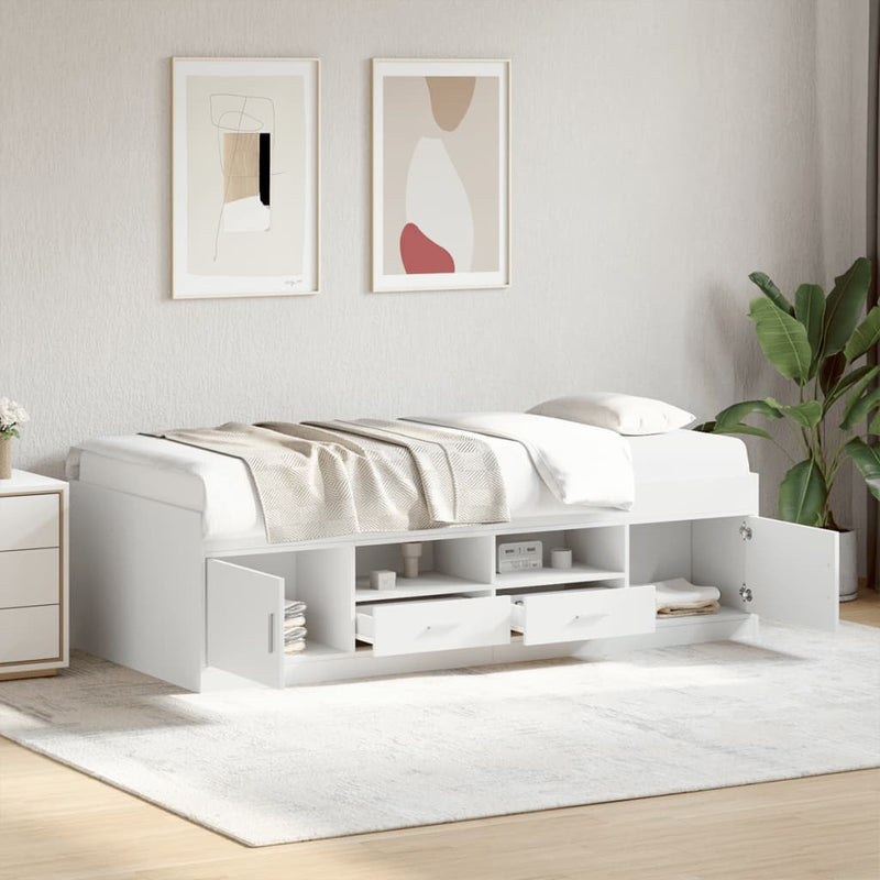 Daybed with Drawers White 100x200 cm Engineered Wood