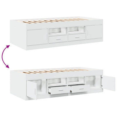 Daybed with Drawers White 100x200 cm Engineered Wood