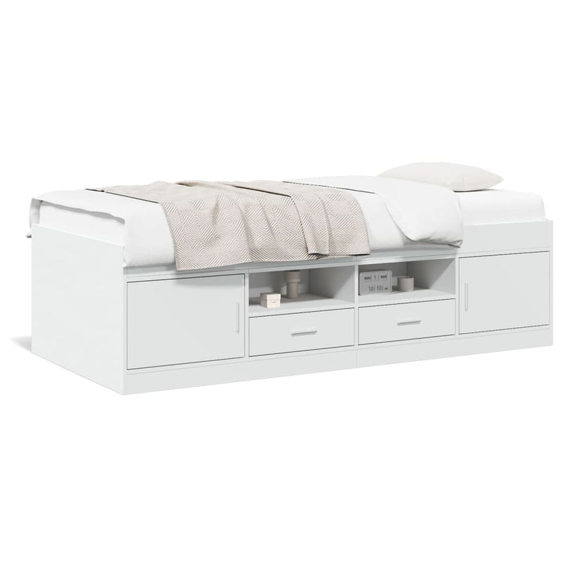 Daybed with Drawers White 100x200 cm Engineered Wood