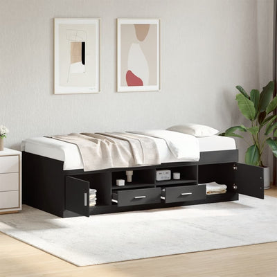 Daybed with Drawers Black 100x200 cm Engineered Wood