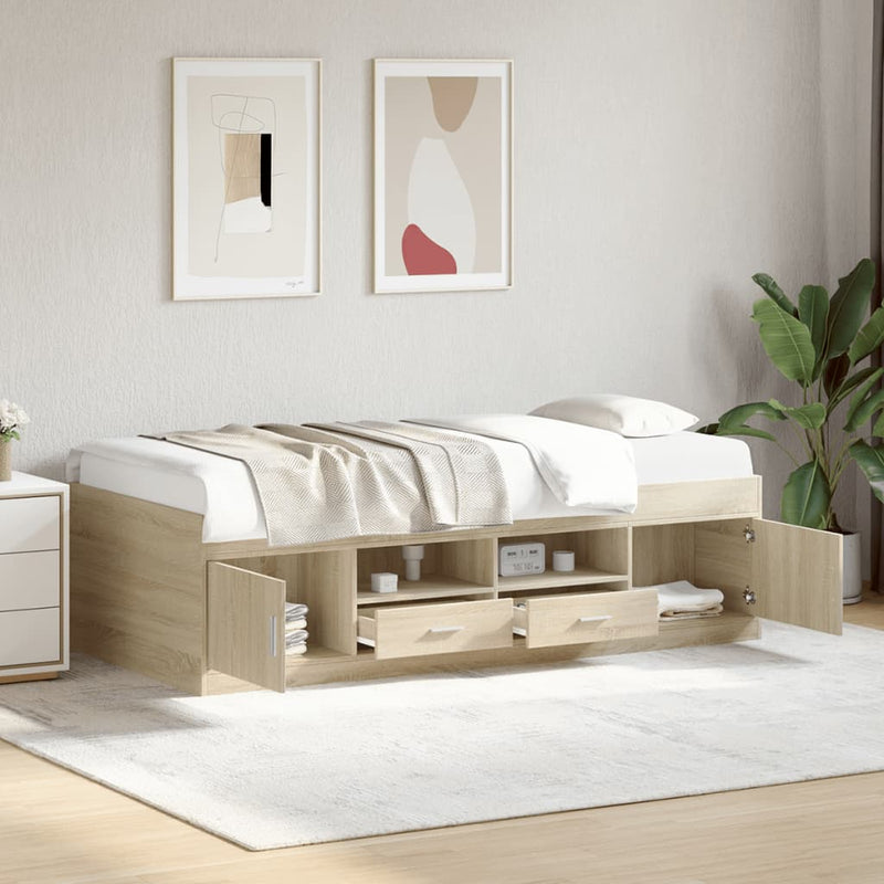 Daybed with Drawers Sonoma Oak 100x200 cm Engineered Wood